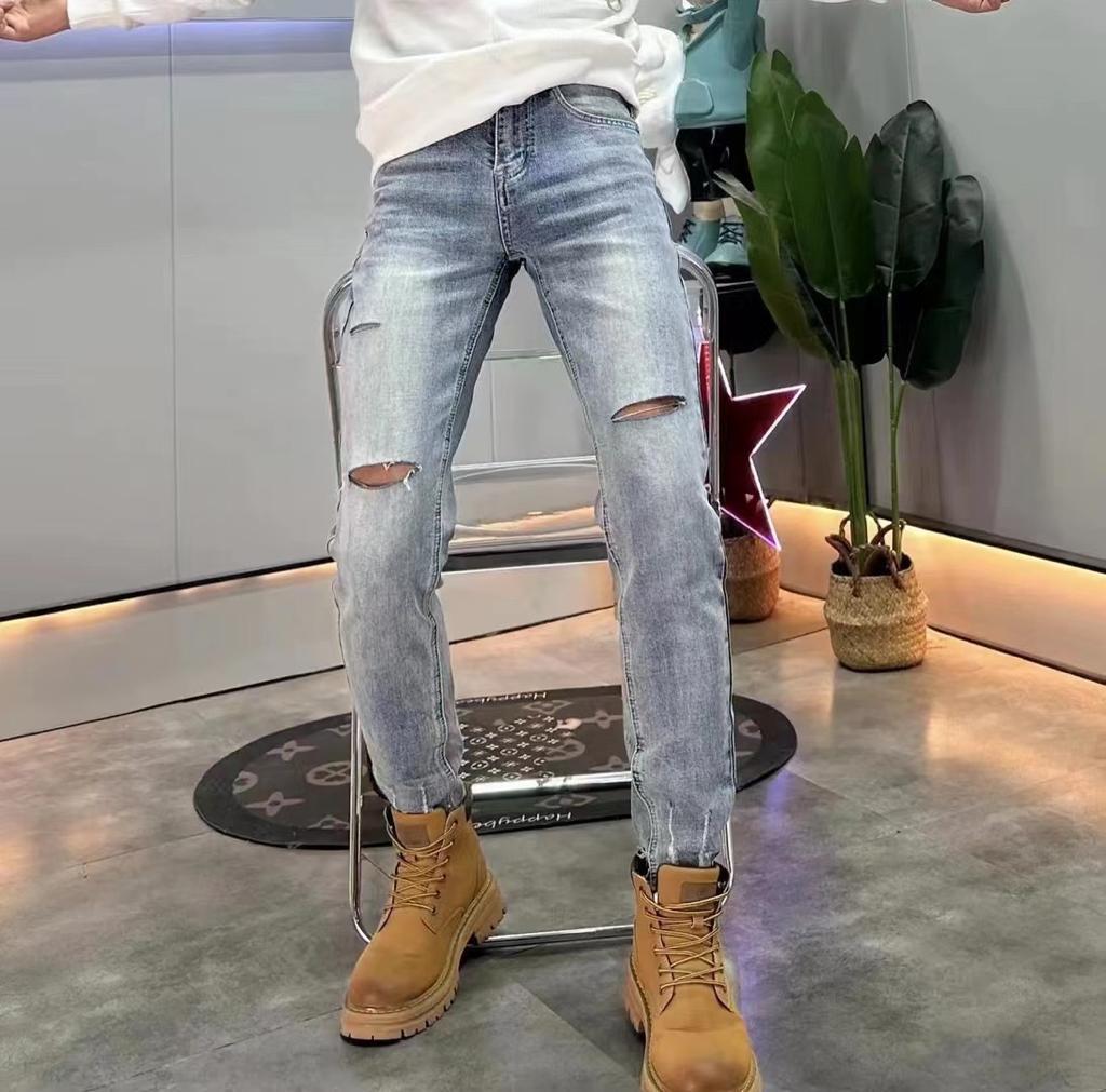 YC JEANS Blue Faded With Ripped Slim Fit Jeans 6016