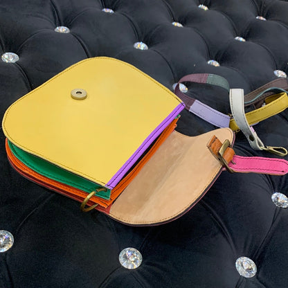 Yellow Orange Red Multi Colour Genuine Leather Heavy Quality Ladies Bag 3204