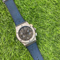 Blue Strap Grey Silver Dial Chrono Watch For Men 400925