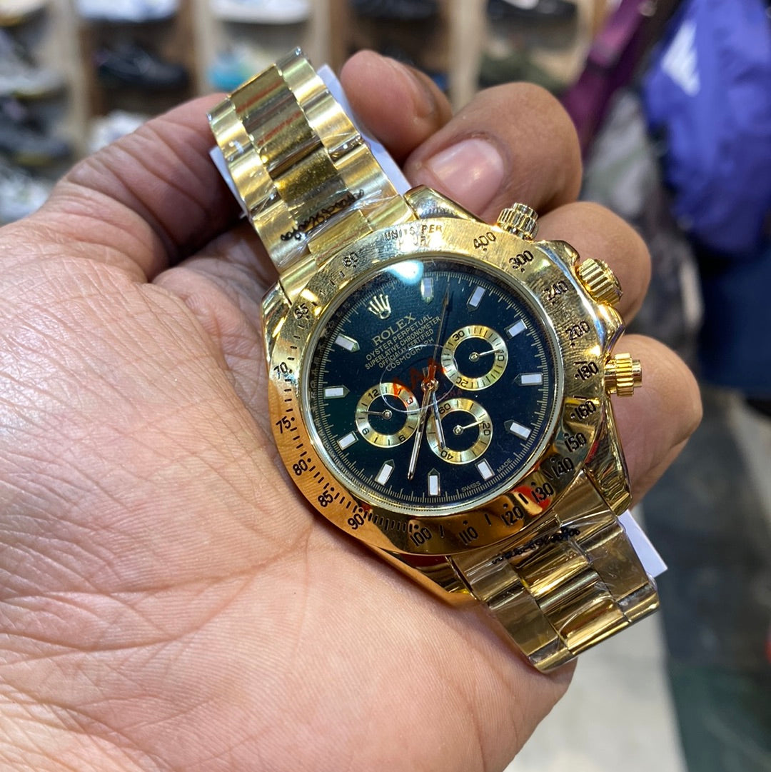 Gold Black Copper Chain Automatic Chrono Green Dial Men’s Watch 401912