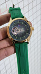 Mot Green Silicon Strap Gold Ring Green Dial Automatic Men Watch 901369