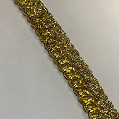 Gold Chain With Diamond Studded Cuban Chain 49314