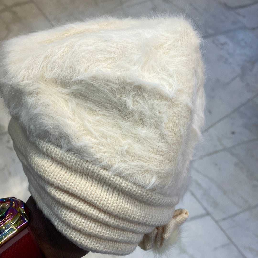 Cream Colour Women Winter Warm Knitted Pumpkin Hat Casual Plus Bean Ladies Cap 9358