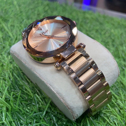 Oid Copper Chain Orange Dial Ladies Watch
