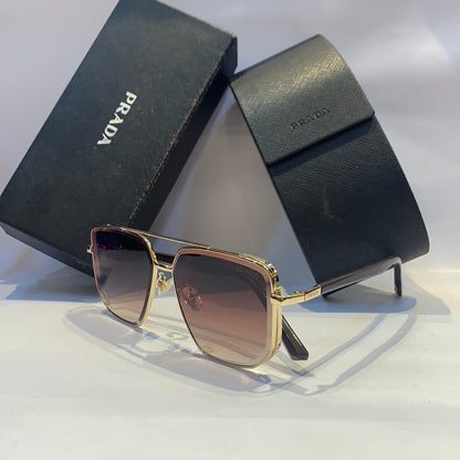 Pra arp Glossy gold Frame brown Shade Unisex Sunglass 017A 56 15 143