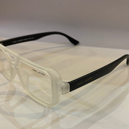 RAM Matte White Transperent Frame Black Stick Transperent Shade Unisex Sunglasses 66802 52 16-145
