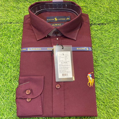 Maroon LAR UAL Rl Lr Print Lycra Cotton Men’s Wear Shirt. 1105032