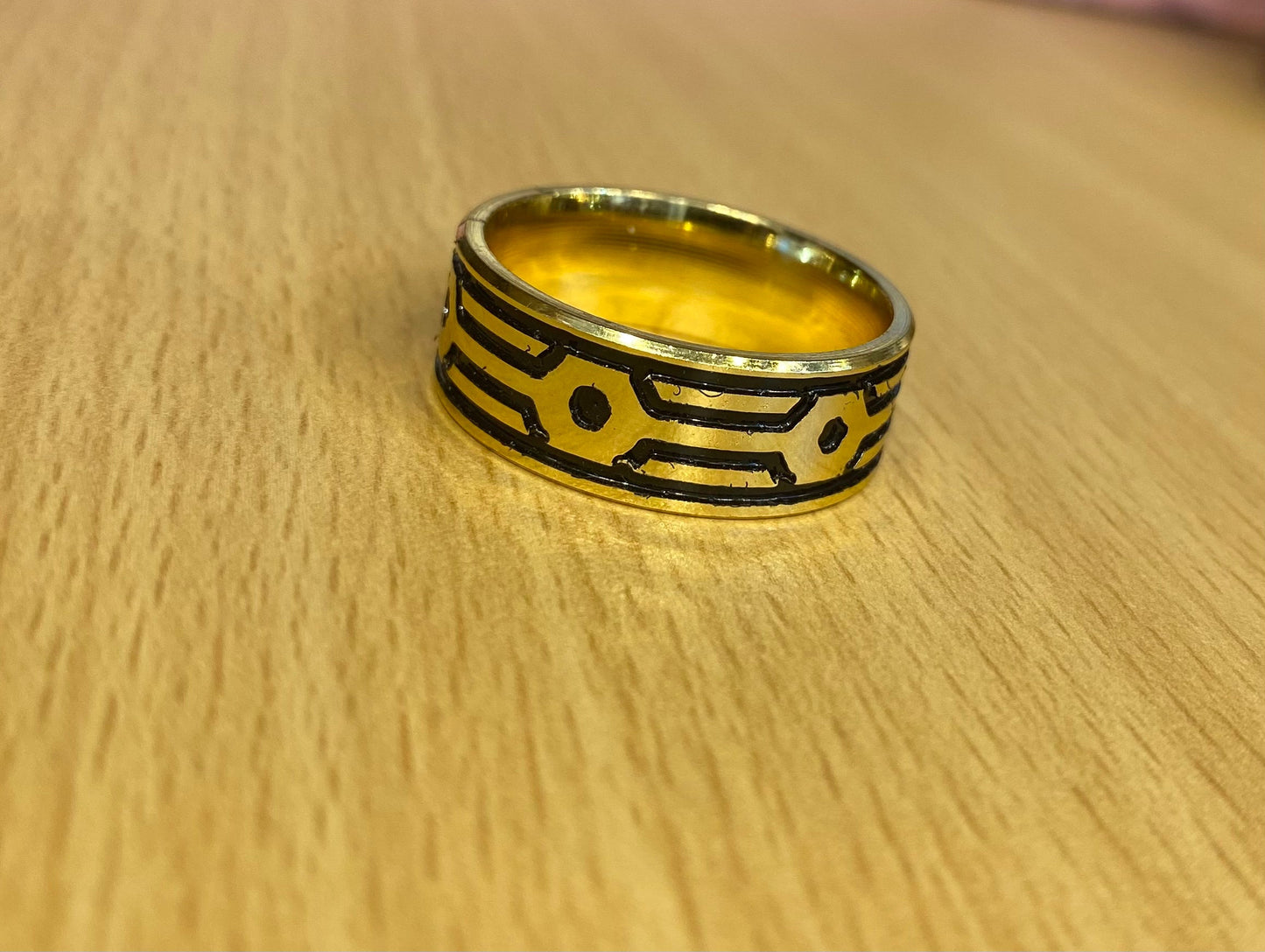 Gold Sliver Black Stainless Steel Circle Rhodium Plated Premium Quality Men’s Ring 50243