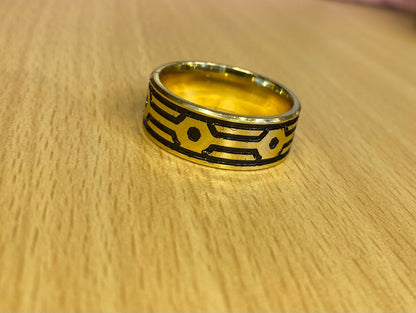 Gold Sliver Black Stainless Steel Circle Rhodium Plated Premium Quality Men’s Ring 50243