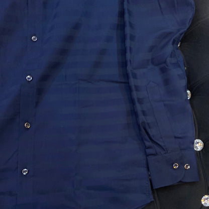 Navy Blue Colour ZR Zar Raz With Navy Blue Lines Relaxed Fit Branded Shirts 9105