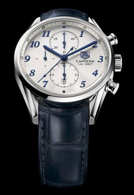 Gat Blue Leather Strap Silver Case White Dial Watch for Men 400906