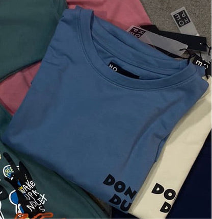HOPE Blue Colour With Donald Duck Back Print Drop Shoulder TShirt 108587