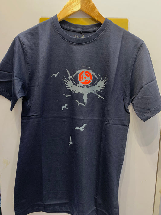 Think POP Navy Blue Colour Front And Back Print Round Neck Tshirt 1105002