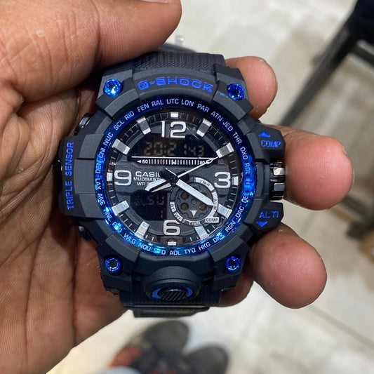 HSG Black Strap Blue Dial Water Resistant Sports Watch