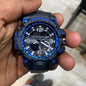 HSG Black Strap Blue Dial Water Resistant Sports Watch