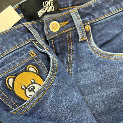 Som Mos Navy Blue Back Teddy Embroidery Mens Hight Quality Men’s Straight Jeans 67088