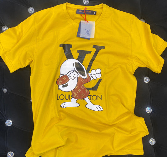 UOL Vl Yellow Colour With Animation Print And Logo Lycra Cotton Fabric TShirt 208401
