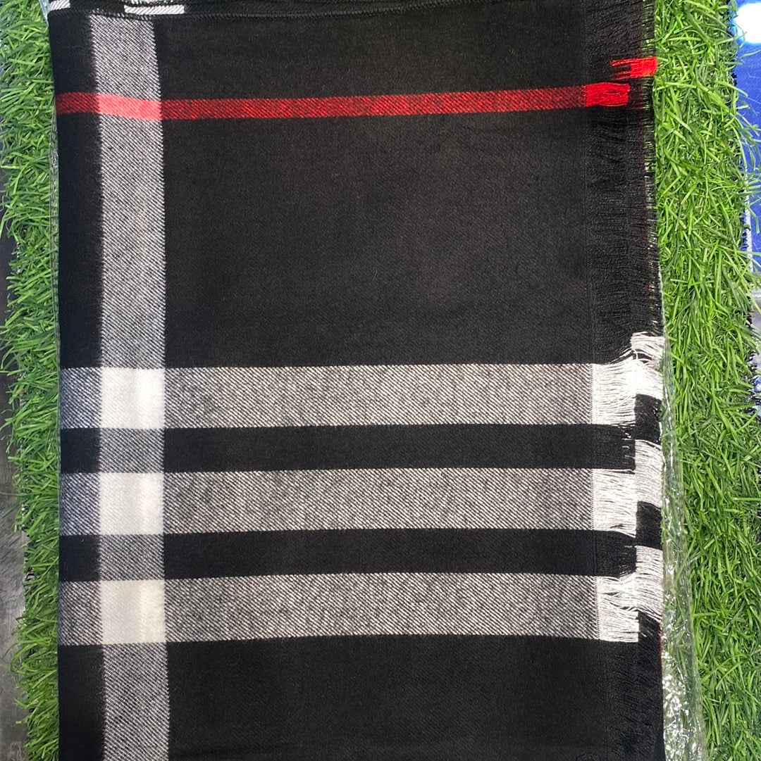 Bur Rub Black  Colour With White Grey Check Bur Logo Imported Muffler 49093