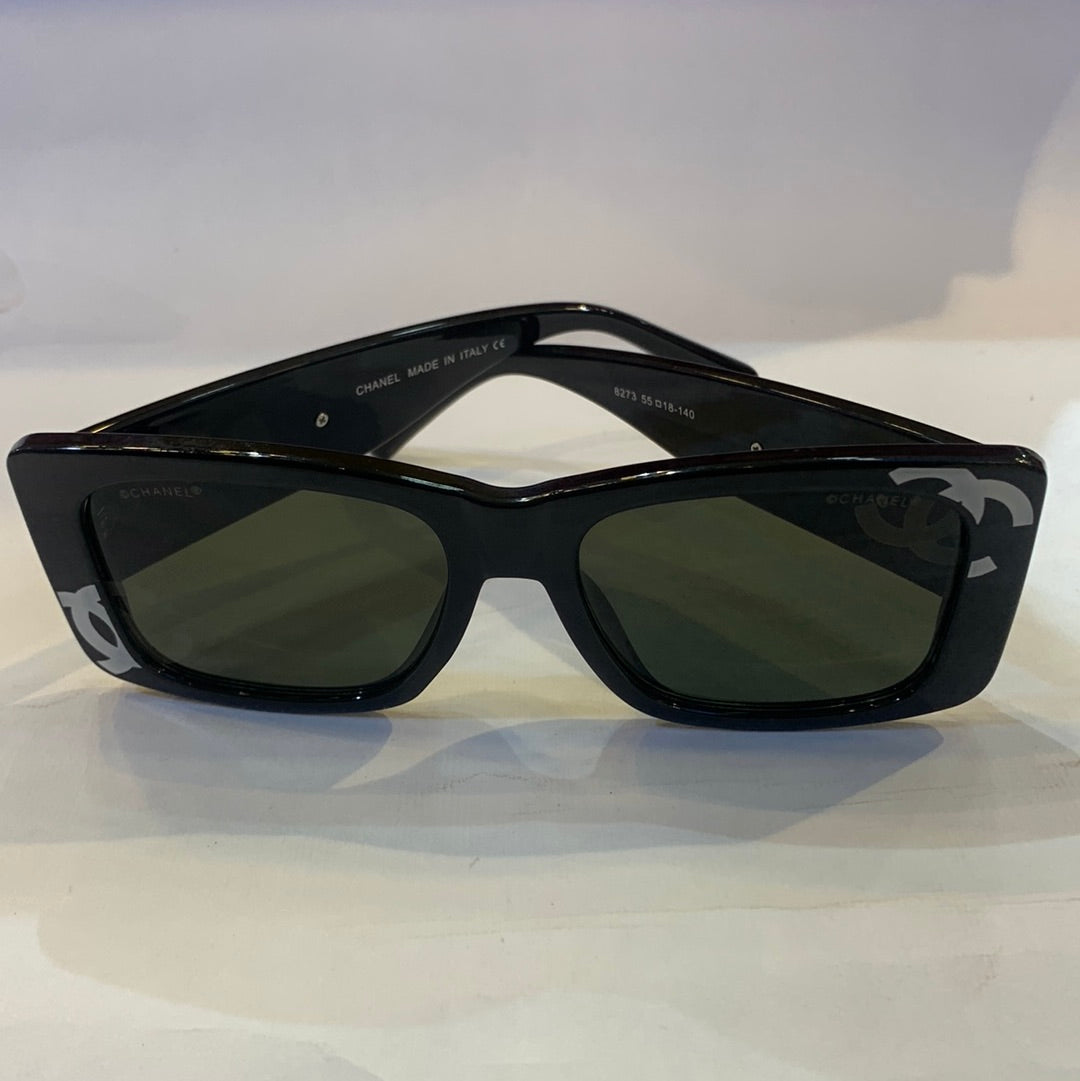 AHC Black Frame Green Shade Unisex Sunglass 8273 55 18-140
