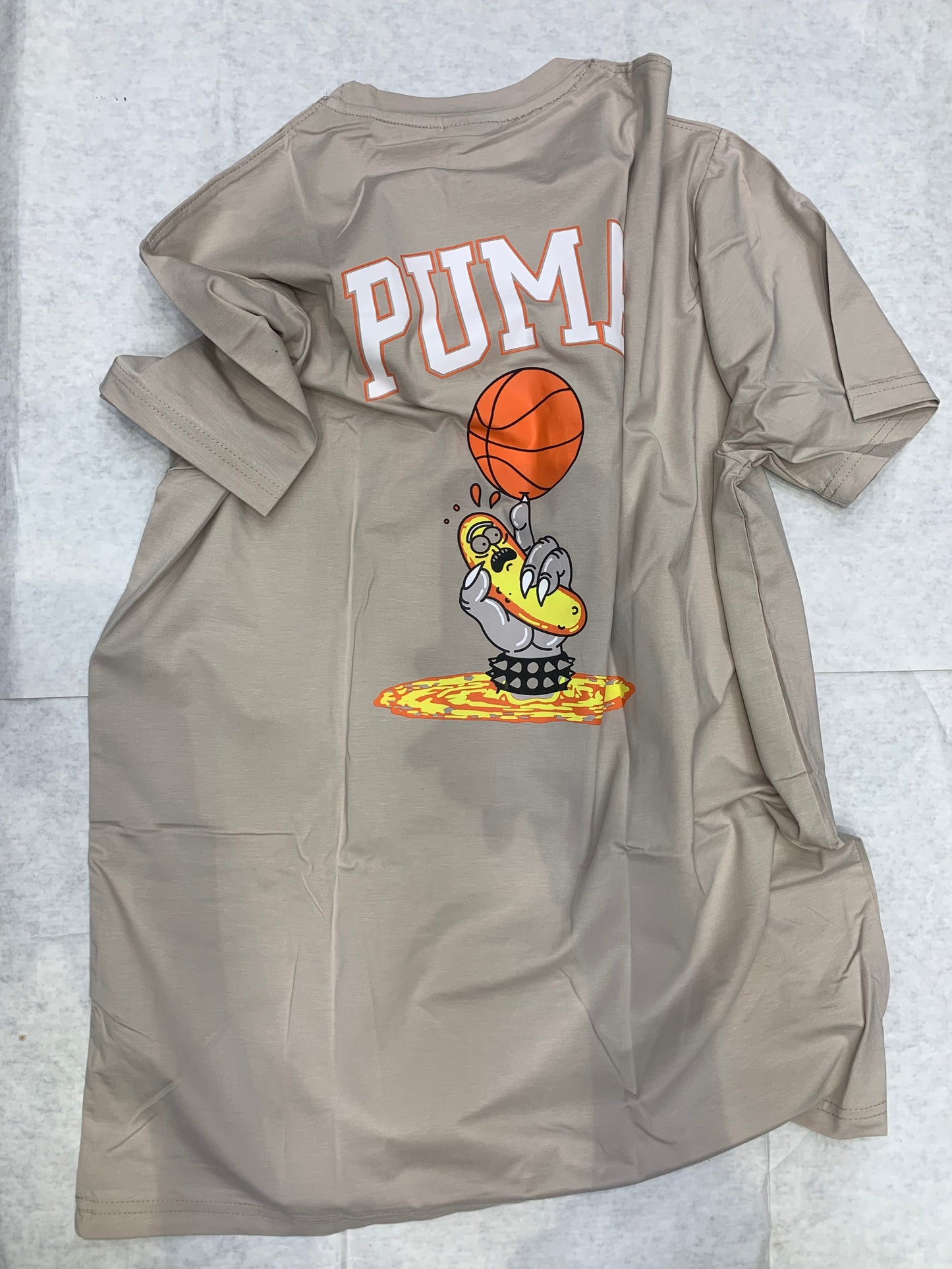 MUP Grey Colour With Mup Puff Print Lycra Fabric Tshirt 50119