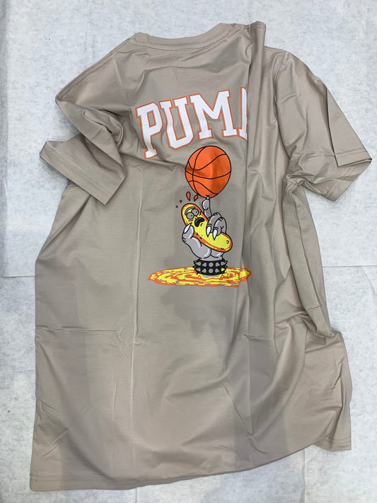 MUP Grey Colour With Mup Puff Print Lycra Fabric Tshirt 50119