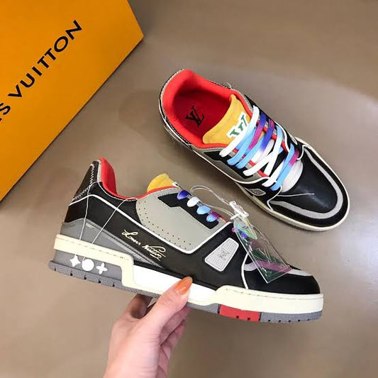 VL Gray Black Red White Yellow VL Print Sneaker Shoes 0221