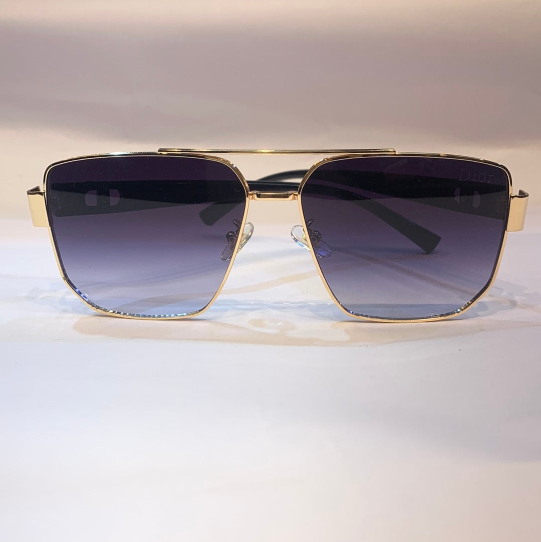 OID Gold Frame Blue Shade Unisex Branded Sunglasses 10471 5619 145