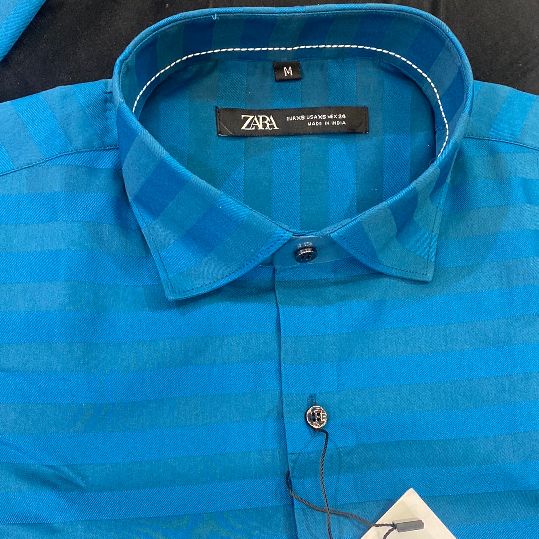 Blue Colour ZR Zar Raz With Blue Lines Relaxed Fit Branded Shirts 9111