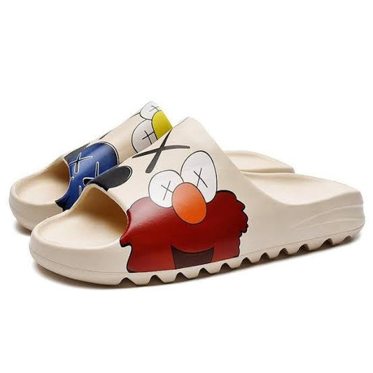 Cream Fat Summer Print Red Blue Black Slippers