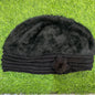 Black Colour Women Winter Warm Knitted Pumpkin Hat Casual Plus Bean Ladies Cap 9347