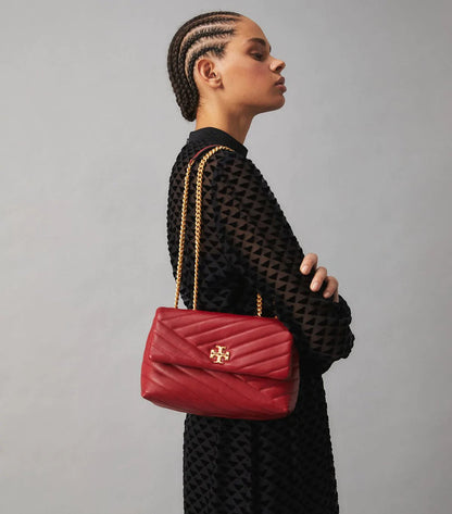 ROT Red Colour With Leather Quality Chevron Convertible Shoulder Bag Ladies Bag 880066