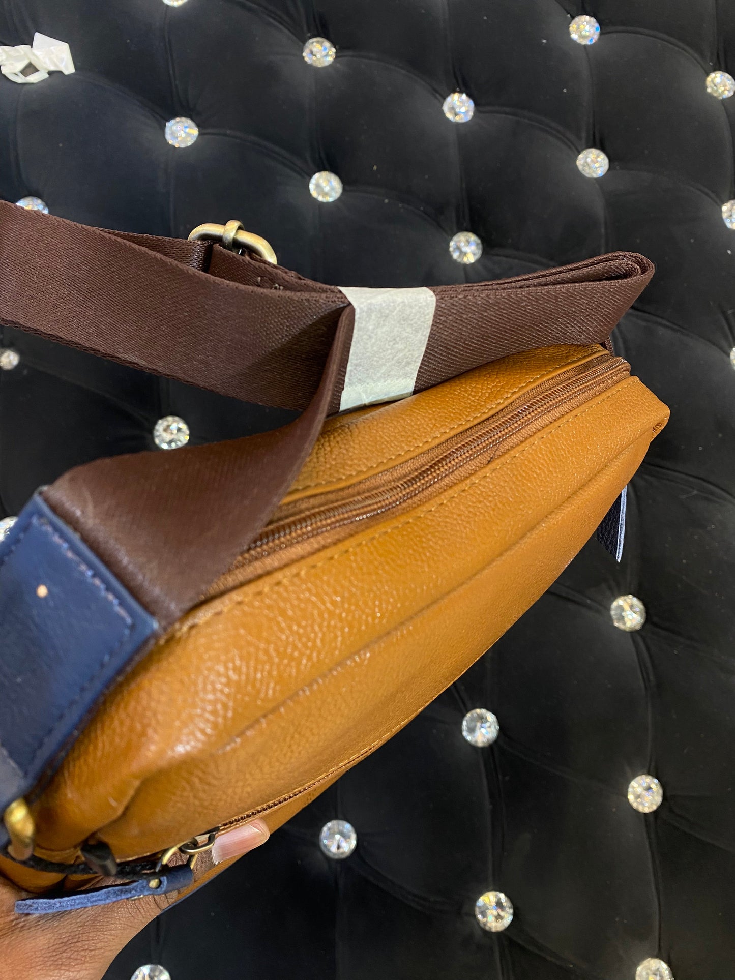 Mot Brown Blue Colour With Multiple Zipper Pocket Surplus Unisex Side Bag 113903