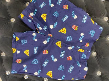 IMA Navy Blue Colour With Ticket UCB Pizza Print Important Shirt With Shorts Coord Set 298165