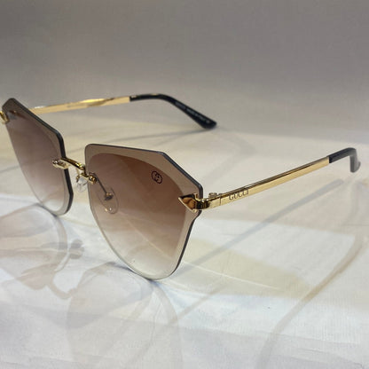 CUG Frameless Golden Stick Brown Shade Sunglass 6872 63 17-145