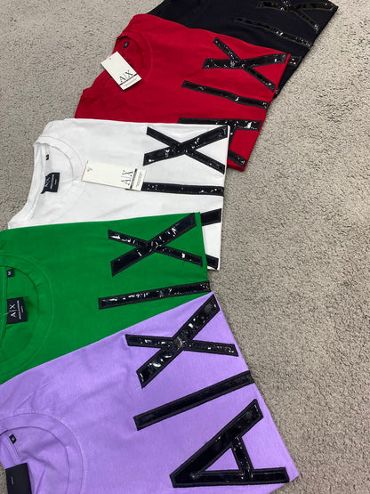 MRA XIA Green Colour With Black XIA Print Drop Shoulder TShirt 112934