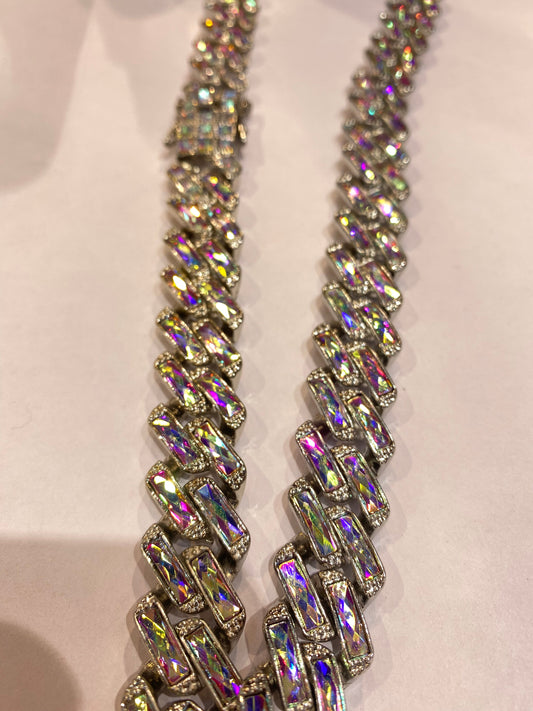Sliver Colour With Multi Colour Diamond Studded Necklaces 75094