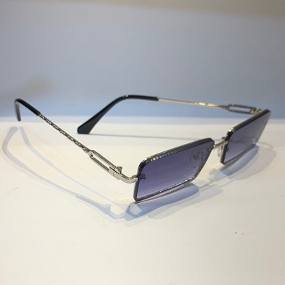 Cug Silver Black Frame Blue Shade Unisex Sunglass 2A107