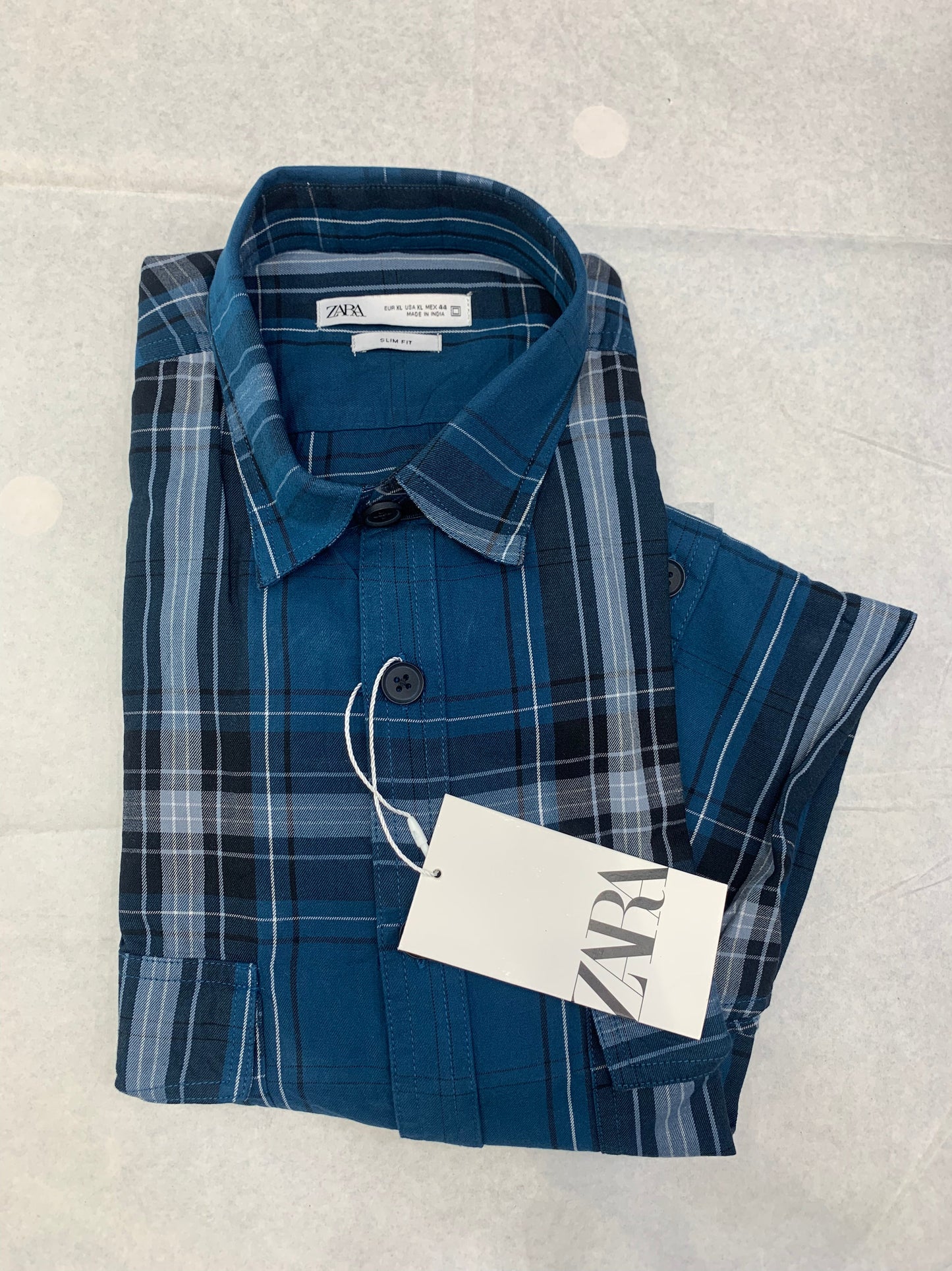 ZR Navy Blue Color Check Premium Quality Full Sleeve Shirt 861058