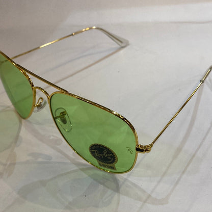 YAR RB Gold Frame Light Green Shade Unisex Aviator Sunglass RB 3026 62 14-135