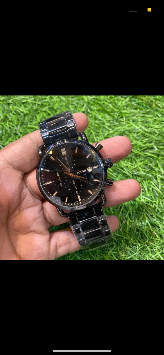 Sof Black Dial Black Chain Watch For Men