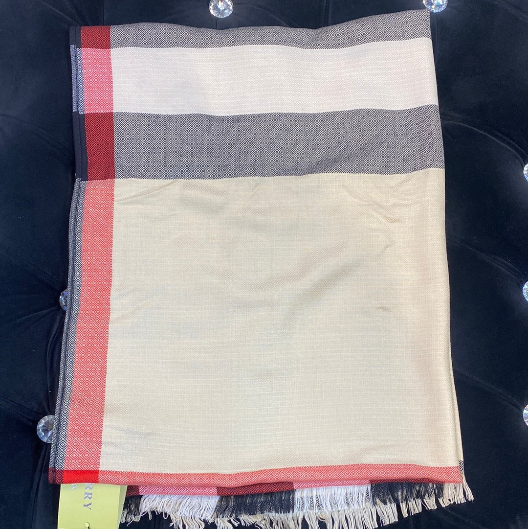 RUB Cream Black White Red Colour RUB Bur Print Heavy Quality Muffler  9347