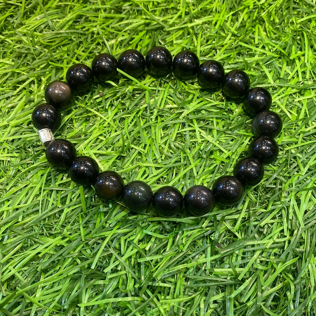Black Obsidian Bracelet Natural Stone Beads Unisex Bracelets