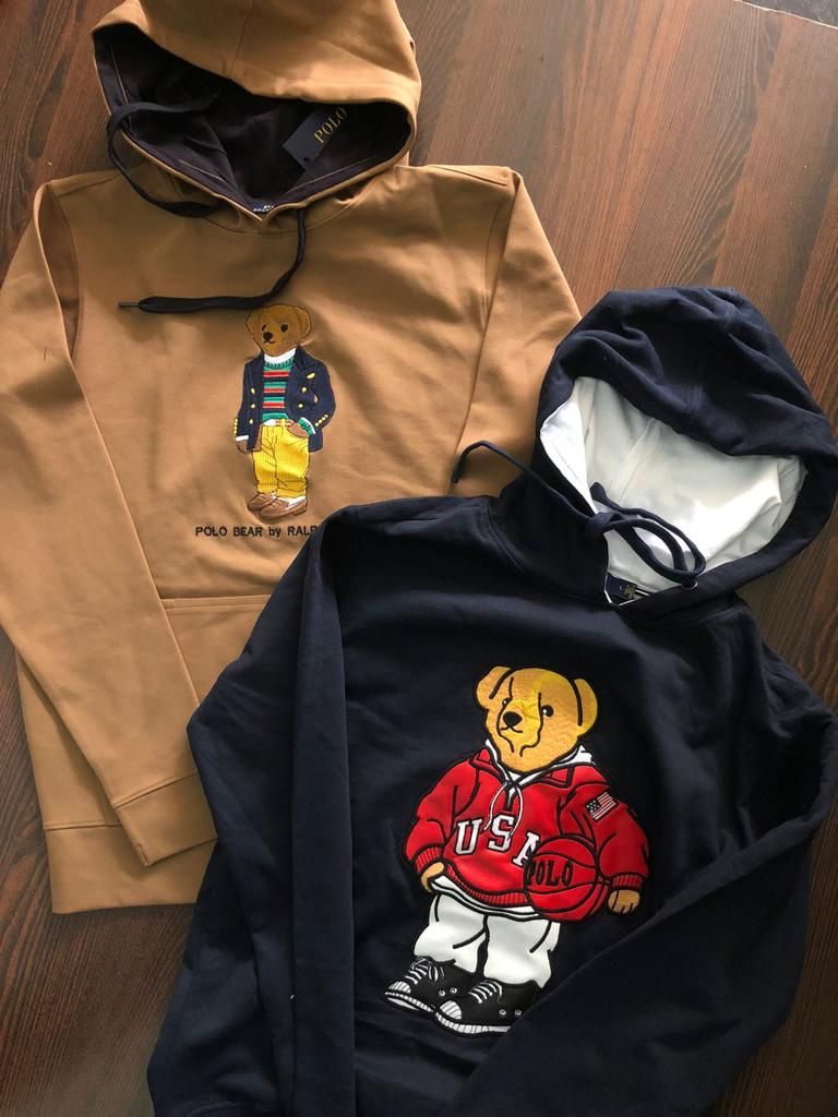 RL LOP POL Teal Colour Hoodie Teddy Bear Man Unisex  9152