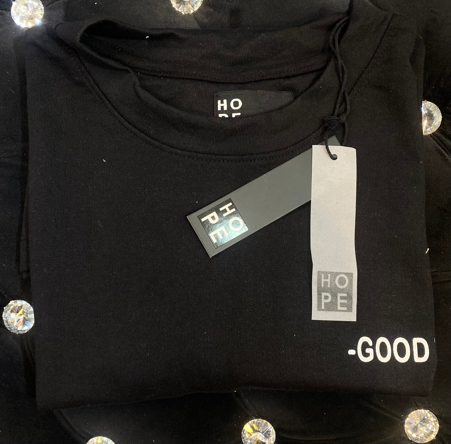 HOPE Black  Colour With Good Time Back Print Drop Shoulder TShirt 108555