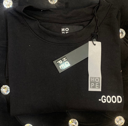 HOPE Black  Colour With Good Time Back Print Drop Shoulder TShirt 108555