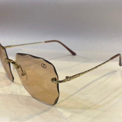 CUG Frameless Golden Brown Stick Brown Shade Sunglass 68108 59 18-141