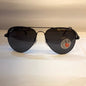 YAR RB Glossy Black Frame Black Shade Unisex Aviator Sunglasses RB3518 58 14 140