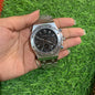 DUA Silver Chain Black Dial Chrono Working Men Watch