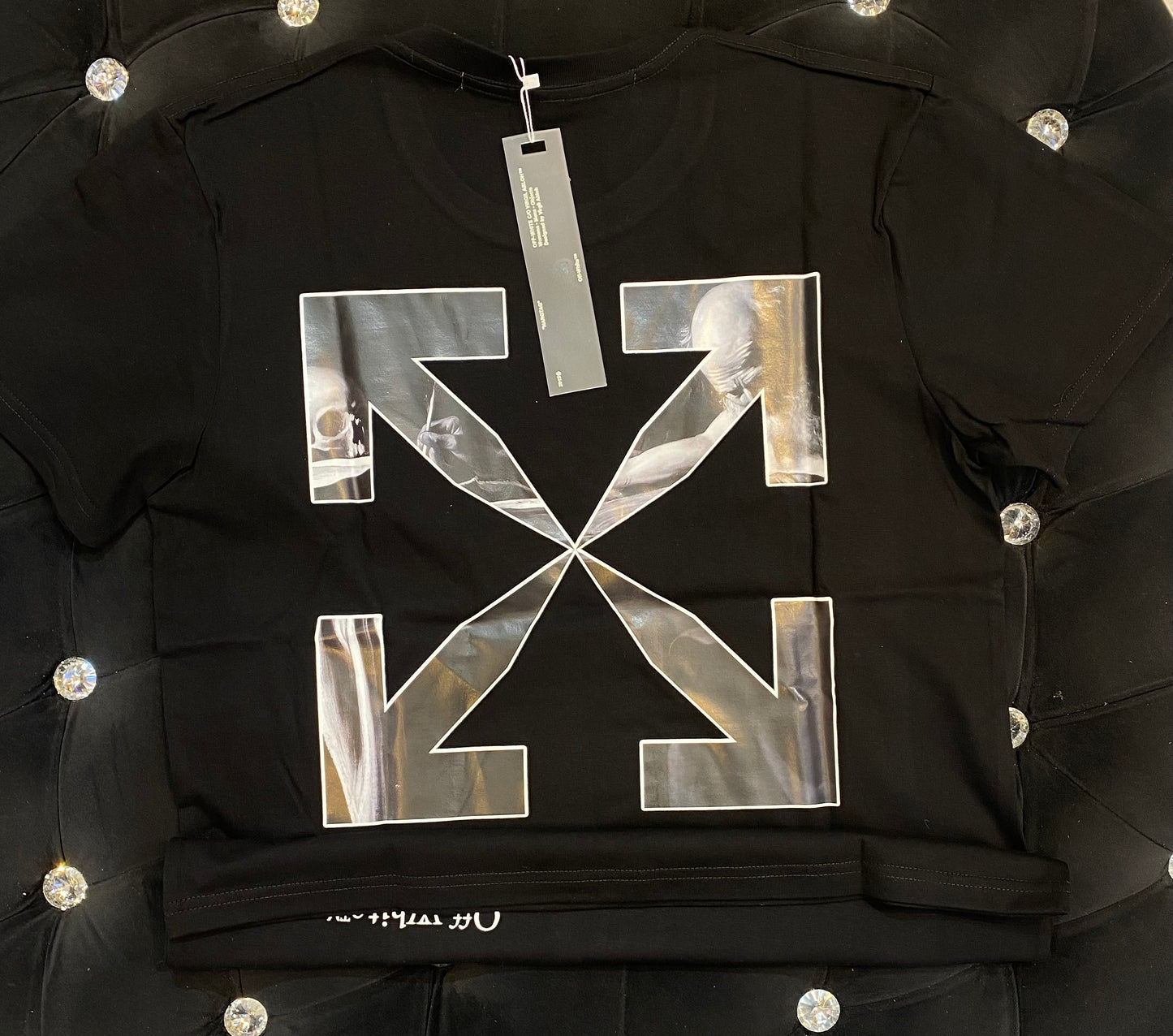 IAM FFO OFF Black Colour With OFF White Colour Print And Back Print  Lycra Cotton Fabric TShirt 781409