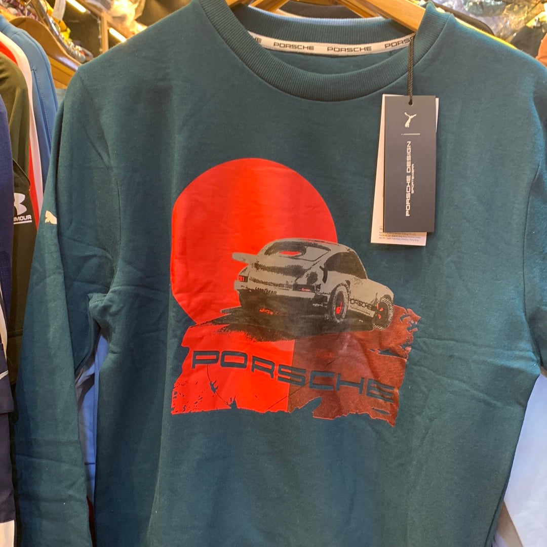 ROP Teal Colour Car Print Full Sleeve Sweatshirt 19509